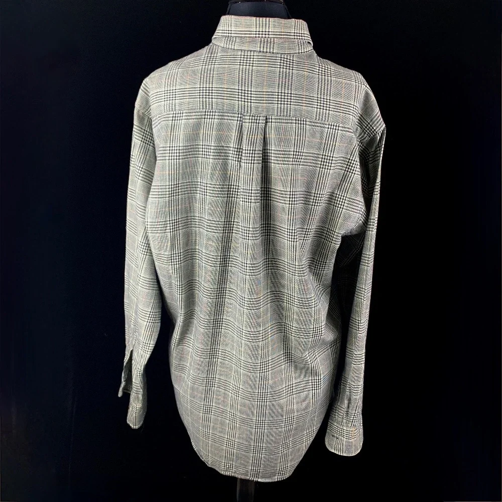 Viyella London Flannel Button Down Shirt Lg Houndstooth Plaid Cotton Wool - Picture 6 of 10